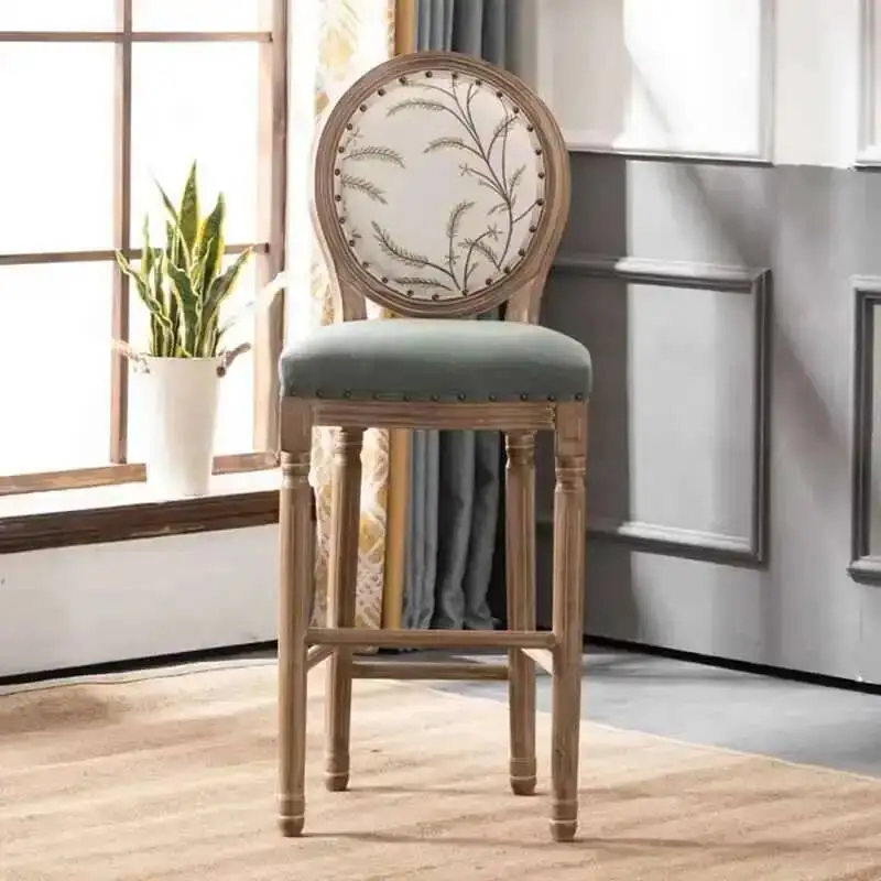 

Bar Esthetician Chair Nordic Vintage Wooden Throne High Bedroom Cafe Makeup Designer Chair Soft Krzeslo Barowe Furniture