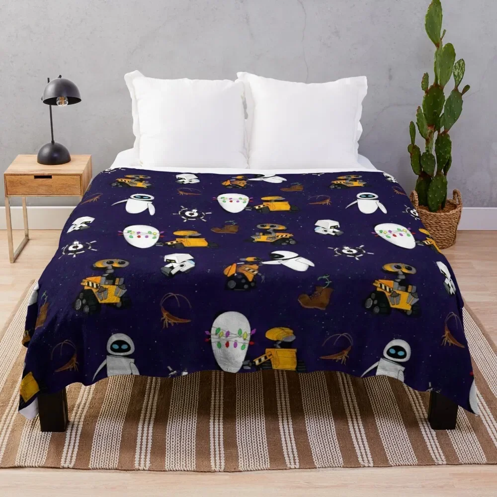 Robots in Space Throw Blanket Heavy Designers Blankets