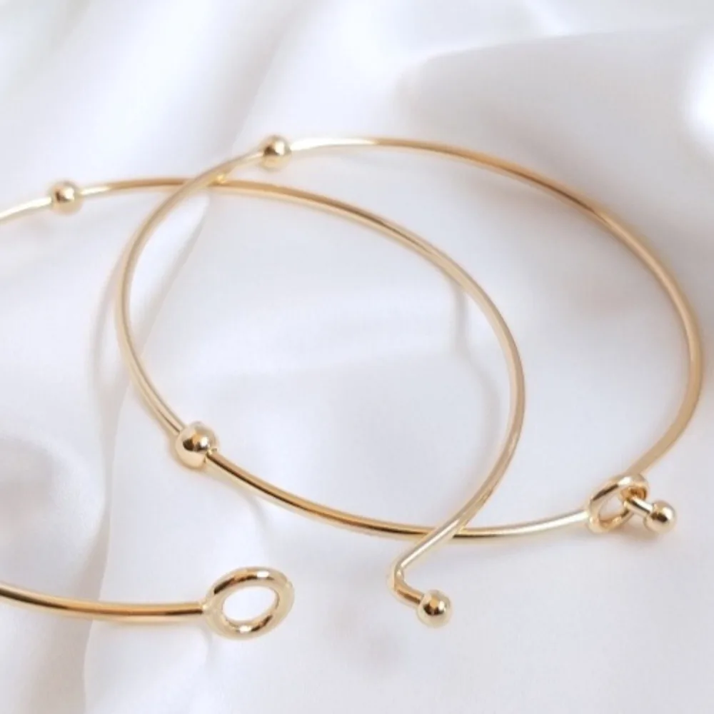 

Медный браслет золотого цвета 14 карат, простой модный браслет с кольцами из бисера, ювелирные изделия ручной работы, браслеты «сделай сам»