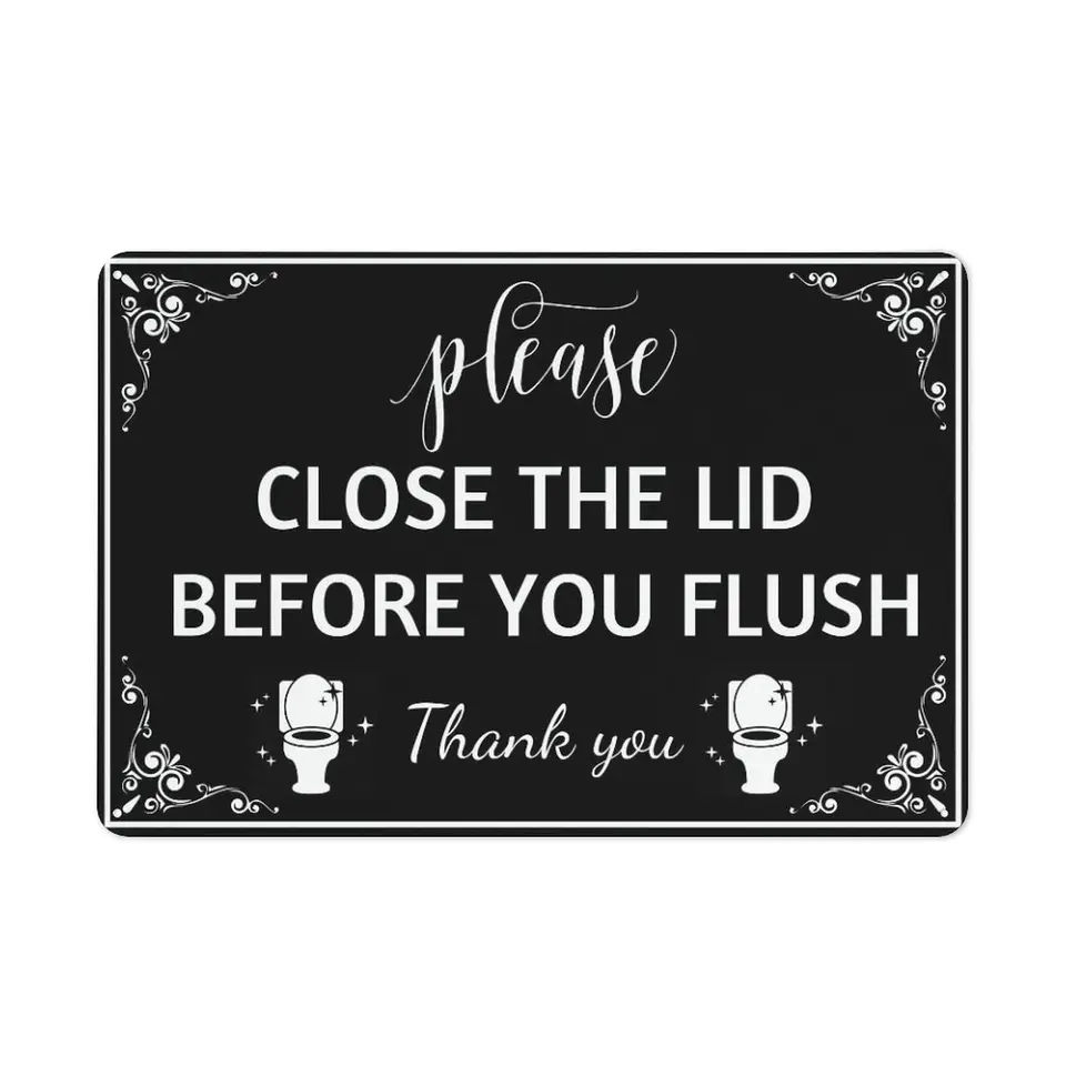 Funny Restroom Sign Close the Lid Before You Flush Designer Toilet Metal Sign Home Plaque Farmhouse Bath Shelf Decor 8x12 I sign