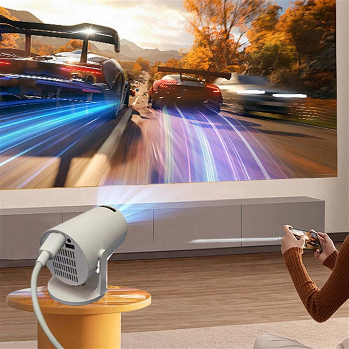 A56XQ Y200 Mobile Phone Cable Connection with the Same Screen Projector Portable HDMI-Compatible Projector 180 Degree Rotation