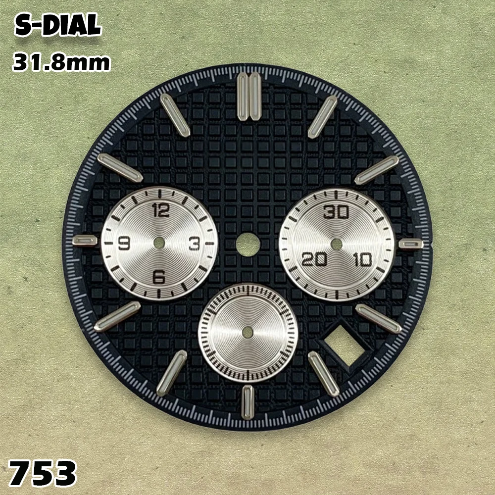 new NG S Logo 31.8mm DTN Panda Dial AP Dial Suitable for VK63 Quartz Movement Green Luminous Watch Modification Accessories