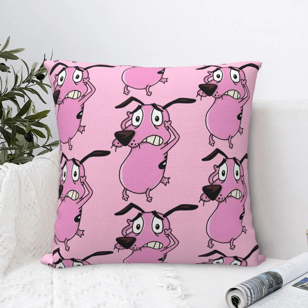 C-Courages Cowardly Dog Cute Pillowcase Double-sided Printing Cushion Cover Decor Pillow Case Cover Home Zippered 45X45cm