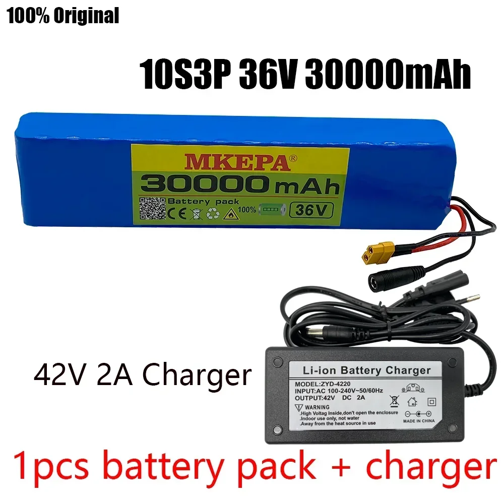 36V 30Ah 600watt 10S3P lithium ion battery pack 15A BMS proSuitable for electric riding batteries  XT60 T Plug+charger