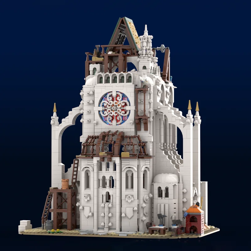 Model budynku miejskiego Moc cegły średniowieczne placy budowy technologia modułowe bloki prezenty zabawki konstrukcyjne zestawy DIY montaż