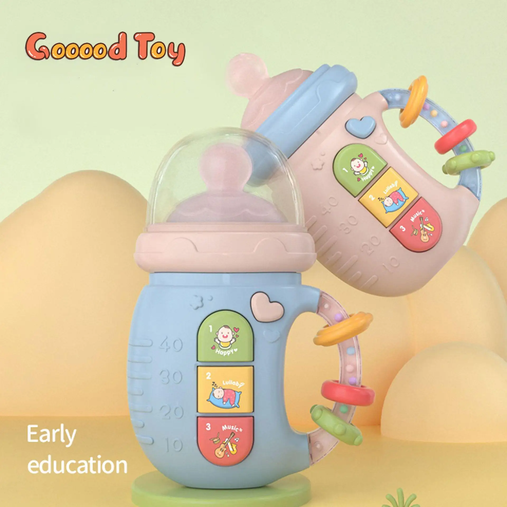 Baby Musical Toy Feeding Bottle Comfort Toys with Light and Music 18+ Months Infant Rattle Bell Early Learning Toy Birthday Gift