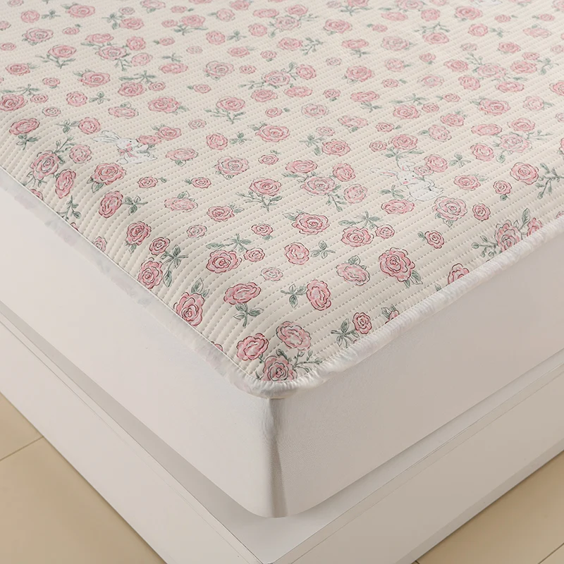 1pc Quilted Bed Cover Thicken Bedspread Soft Mattress Protector Mattress Cover Printed 매트리스 커버 Mattress Topper (No Pillowcase)