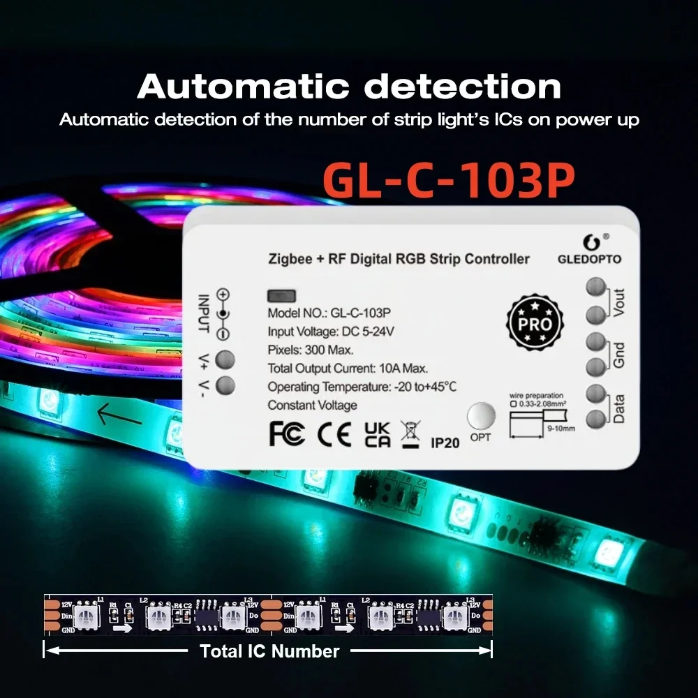 Gledopto ZigBee RF LED Pixel Controller Addressable Strip Light Control DIY Dynamic Lighting Effect WS2811 WS2812 Flexible Strip