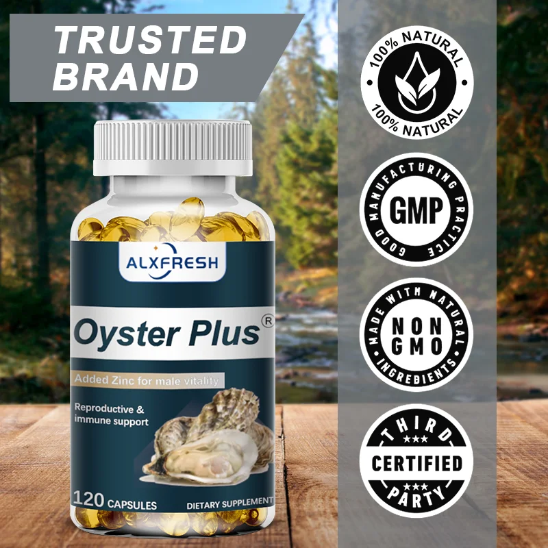 Alxfresh Oyster 350mg Plus Zinc Pure, Highly Concentrated Capsules Energy Immune System Supports Nutrients Dietary Supplement