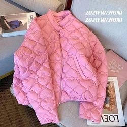 2024 Fashion Lightweight Cotton Padded Jackets Women Autumn Quilted Cotton Coat Warm Winter Pink Ultra Light Down Jacket Parkas