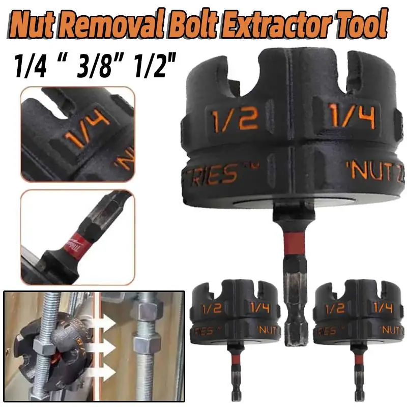 

Nut Zip Drill Attachment Nut Fast Removal Tool Quick Slotted Wing Nut spinning Drive Kit Portable Hex Shank Bolt Extractor