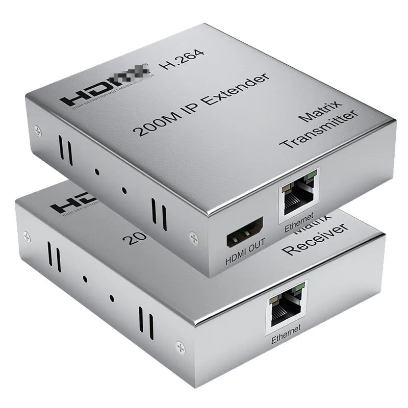 H.264 IP pemancar penerima melalui CAT5e CAT6 RJ45 kabel 200M 1080p konverter Video HDMI kompatibel Extender untuk PS3 PS4 PC ke TV