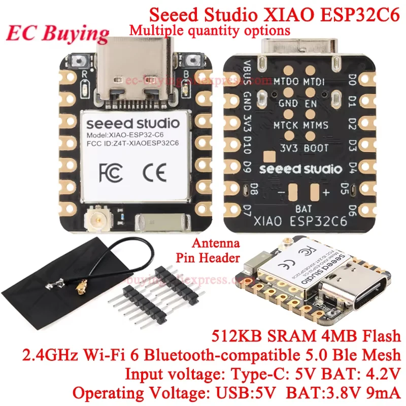 Immagine: 1-20 pz Seeed Studio XIAO ESP32C6 ESP32 Seed ESP32-C6 WiFi 6 + Bluetooth- Ble 5 Supporto Zigbee Matter Board Wi-Fi Modulo Wireless