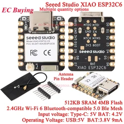 1Pc-20Pcs Seeed Studio XIAO ESP32C6 ESP32 Seed ESP32-C6 WiFi 6+Bluetooth Ble 5 Support Zigbee Matter Board Wi-Fi Wireless Module