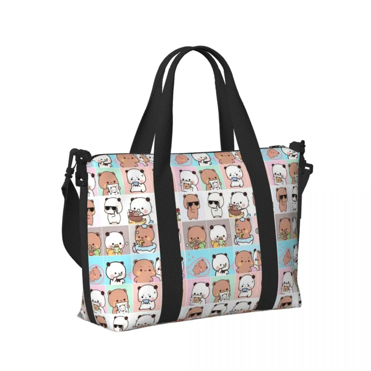 Custom Bubu Dudu Panda Bear Hugs Love Beach Travel Bag Large Capacity Tote Bags for Gym Yoga Women Shopping Duffle Shoulder Bag