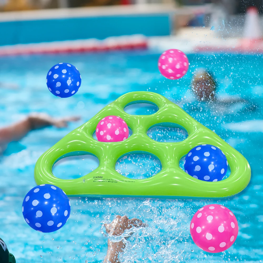 Inflatable Hexagon Throwing Toys Set for Pool Beach Party - Interactive Water-Based Game for Multiple Players PVC Material