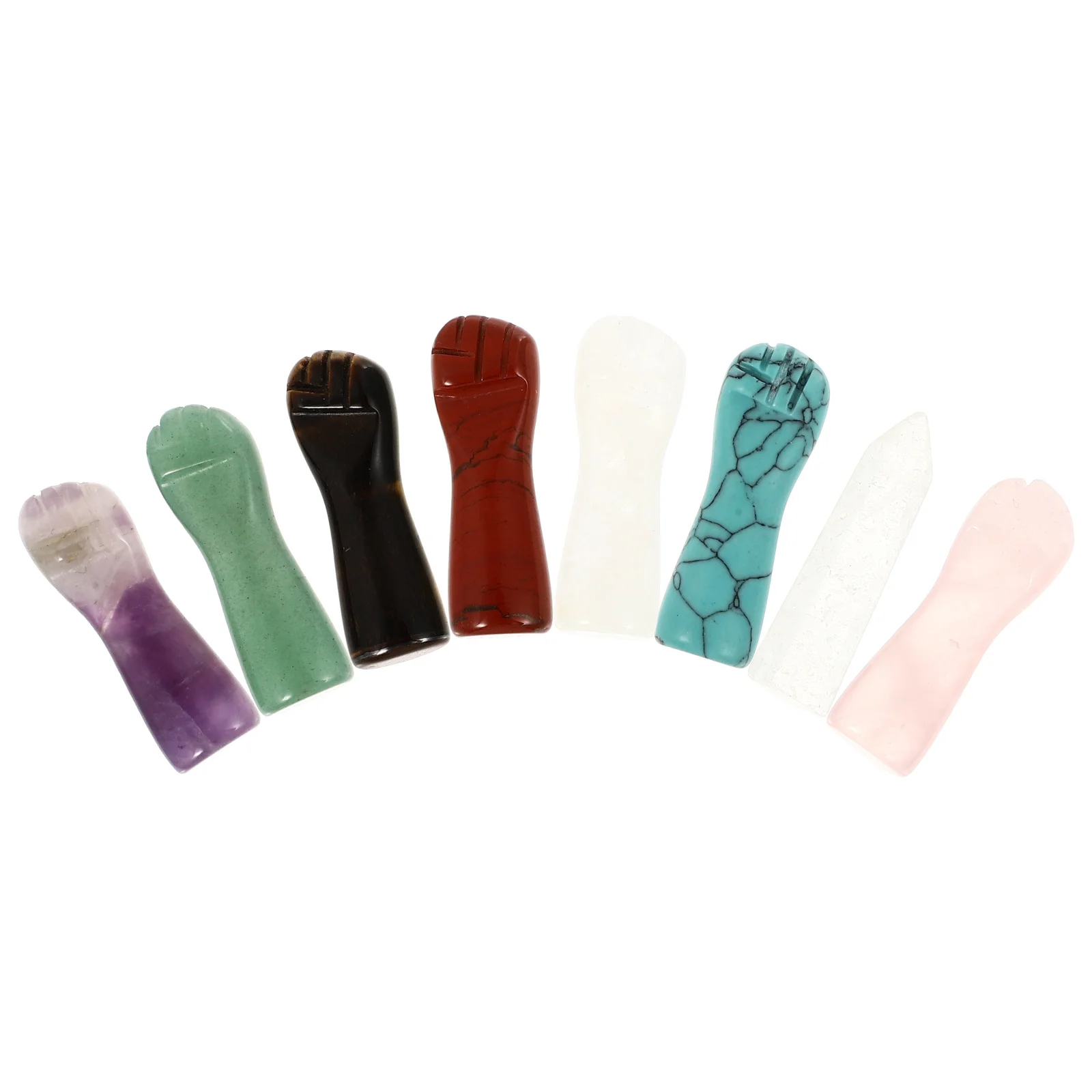 

1Set Natural Crystal Column Fist Shaped Craft Crystal Stone Decorative Wands Meditation Spa Home Adornment Energy Stones Decor