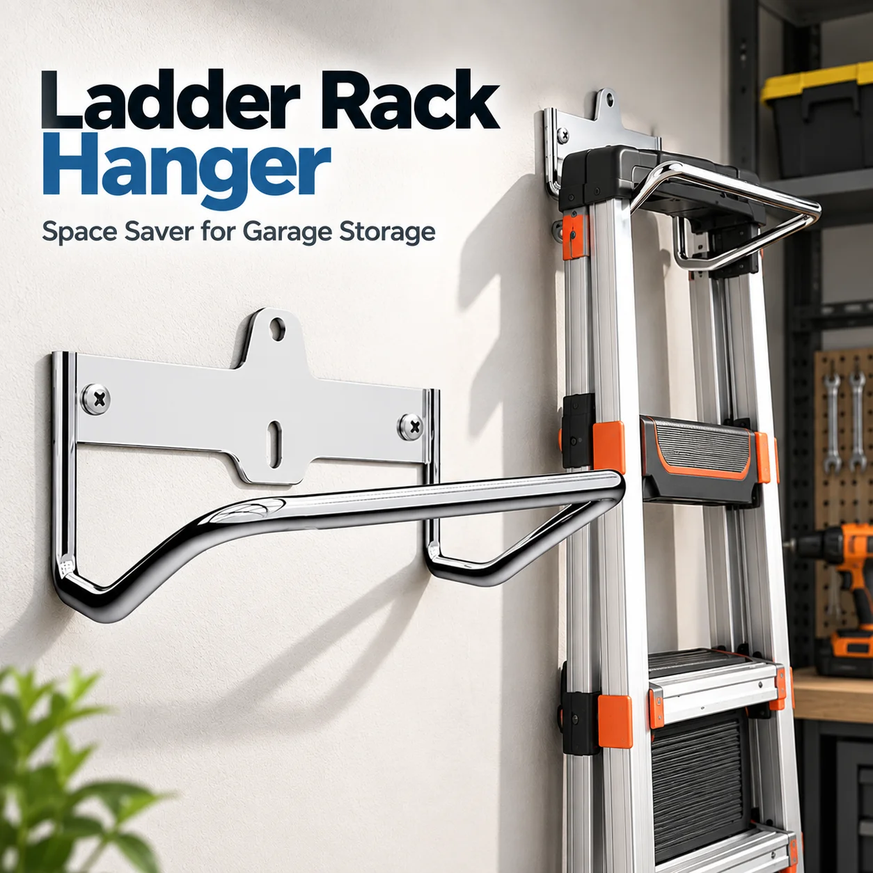 Heavy Duty Multifunctional Ladder Rack Hanger for Garage Wall Storage, Strollers and Folding Chair Lader Holder Home Storage