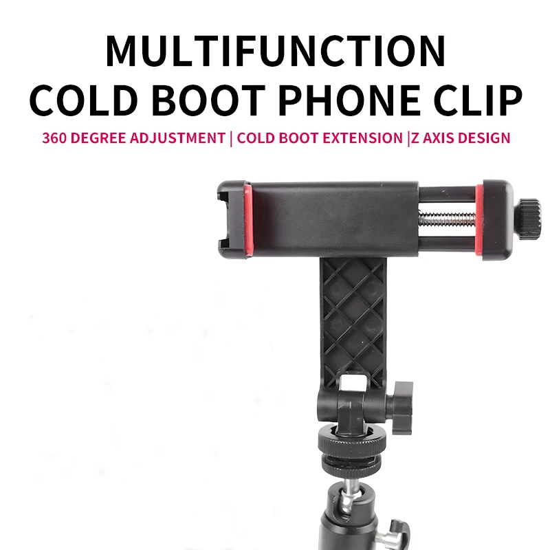 Uchwyt na telefon z obrotem 360 stopni, statyw do telefonu, uchwyt na smartfon z mocowaniem typu cold shoe do iPhone'a i Samsunga — zdjęcie produktu 2