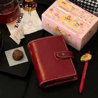Red Pu M5 Notebooks 40sheets Line Inner Pages Loose-Leaf Leather Notebook Suitable For Students To Use As A Portable Pocket Book