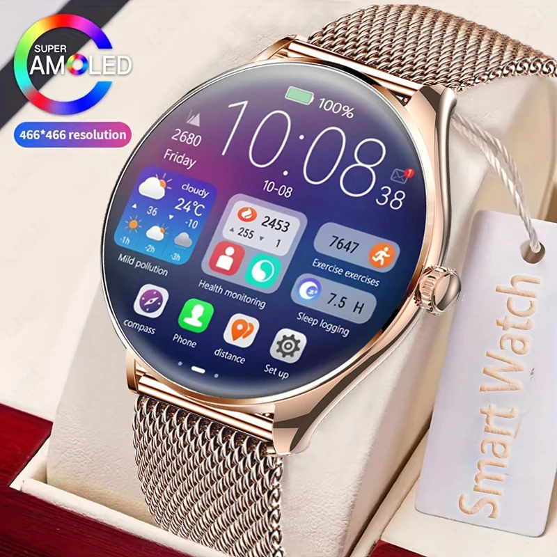 

2025New Ultra Thin Ladies SmartWatch 1.43" AMOLED HD Pixel Display Always Show Time Call Reminder men Smartwatch For Android IOS