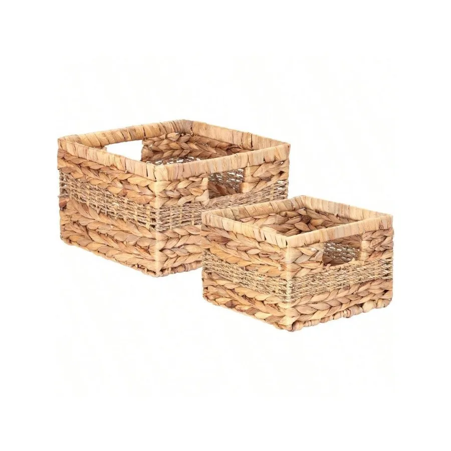 

GSYY Wicker Sage Baske With Built-In Hand Water Hyacinth And Seagrass Decorative Handmade Sage Baske For Organng Set Of 2 Large