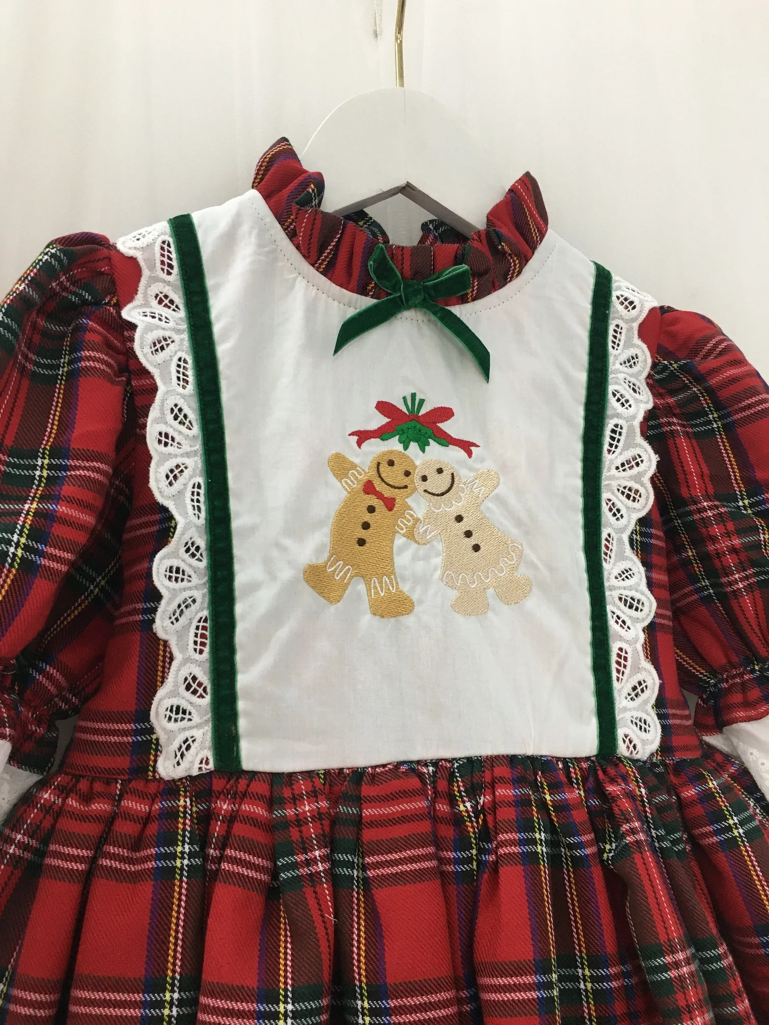 Baby Girl Spring Summer Red Plaid Gingerbread Man Turkish Vintage Princess Gown Dress for Birthday Holiday Party Eid