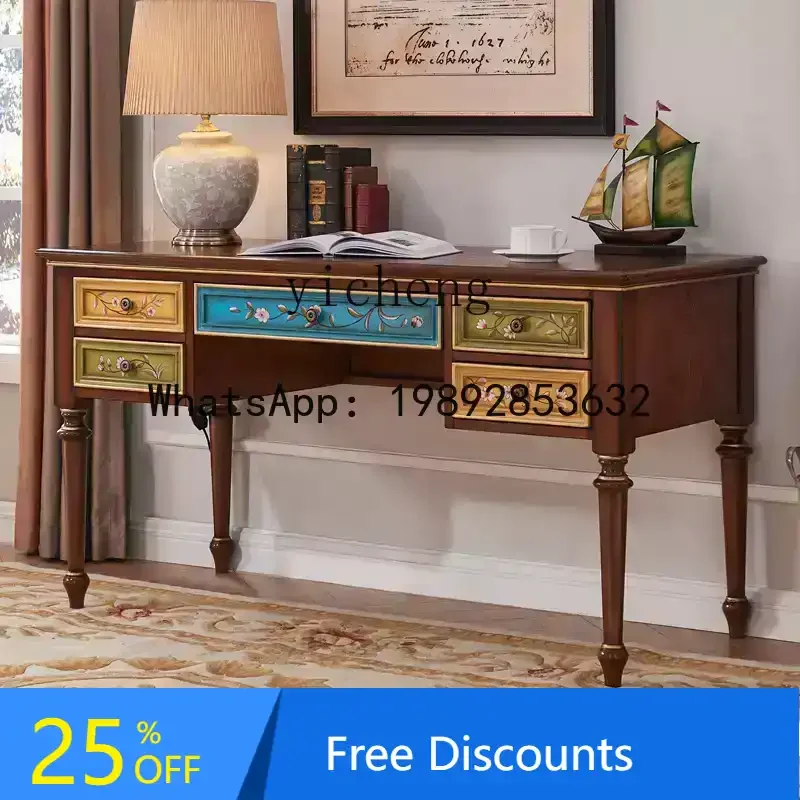 

solid wood desk desk home retro painted whole