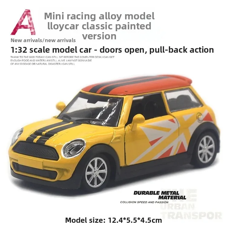 1:32 Diecast Alloy Mini Cooper Model Pull Back Function Ideal for Desktop Ornament & British Style Collectors