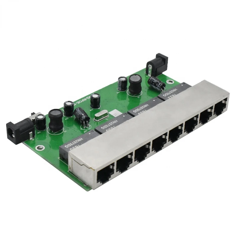 POE IN and POE Out 12/24/48V 1-8Port Ethernet Switch 10/100M 8Port Reverse POE Switch PCBA