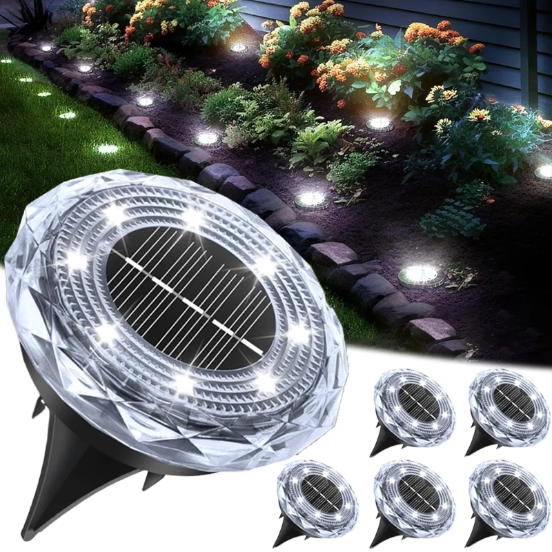 

8LED Solar Power Disk Light Outdoor Garden Solar Underground Light Deck Light Spotlight Buried Solar Led Lamp Garden Decoration