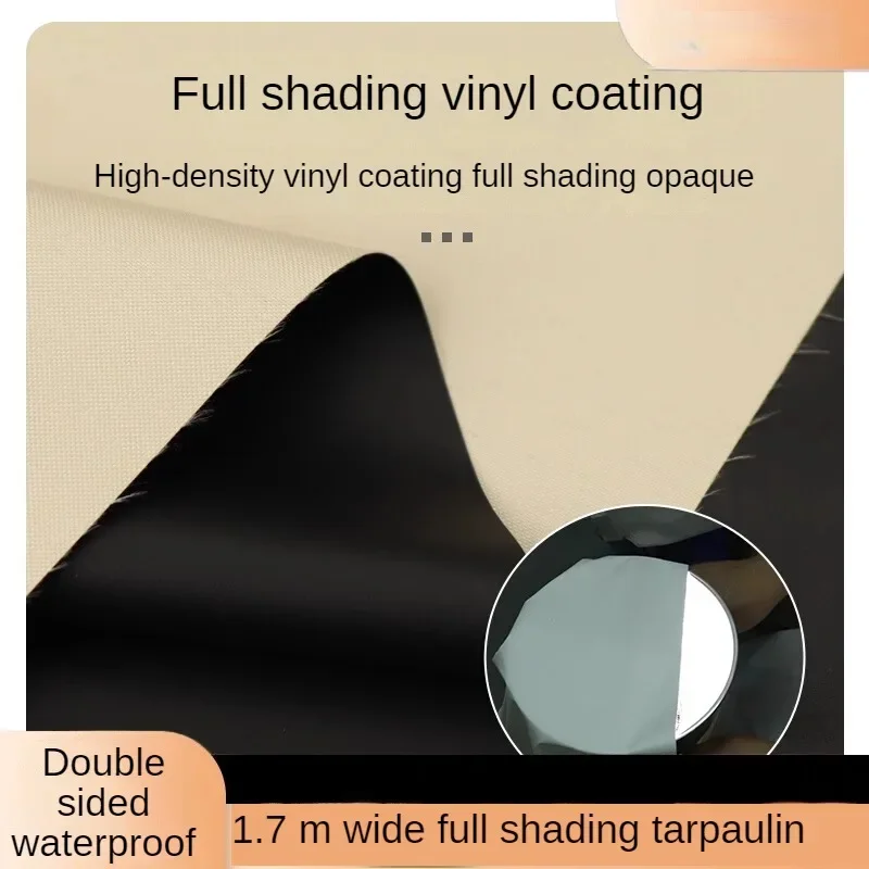 Double-sides Waterproof Fabric Black Coated By The Meter for Curtains Umbrella Tents Awnings Sewing Outdoor Sunscreen Cloth Blue