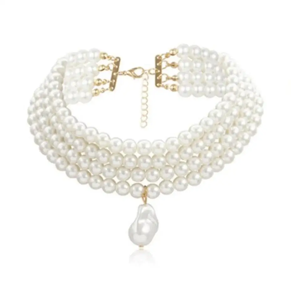 Elegant Multi-layer Imitation Pearl Necklace For Women Fashion Metal Fixed Jewelry Accessory Creative Birthday Gift Decoration