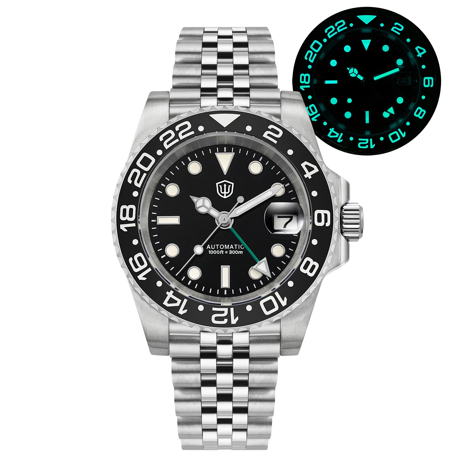 

Watchdives НОВЫЕ часы WD16760 V2 NH34 Sub GMT Часы из нержавеющей стали с сапфировым стеклом Автоматический механизм BGW9 Светящиеся водонепроницаемые часы 300 м