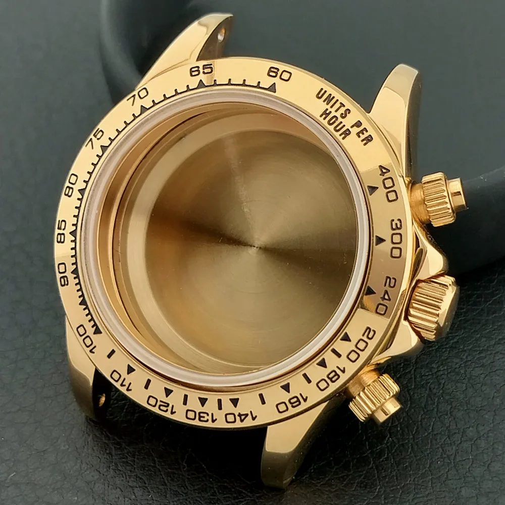39-mm-Uhrenarmband aus Metall für Herren, passend für das VK63-Uhrwerk, mit Saphirglas, in den Farben Silber, Roségold und Schwarz, Uhrenzubehörteile. – Detail 24