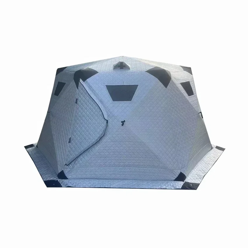 Tienda de Sauna hexagonal de cinco capas para exteriores, personalizada, emergente, cuadrada, portátil, para senderismo, con aislamiento, para acampar, cubitos de hielo, pesca de invierno