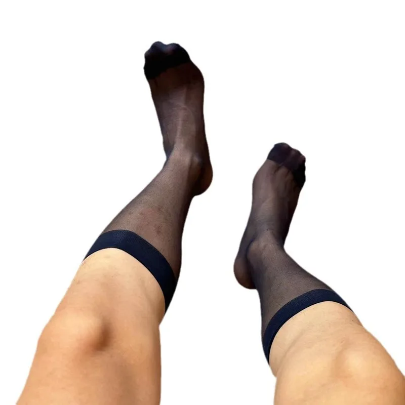 Mens Silk Sock Business Nylon Breathable Formal Dress Sheer Sexy Socks Sheer Exotic See-through Elastic Ultra Thin Socks view 4