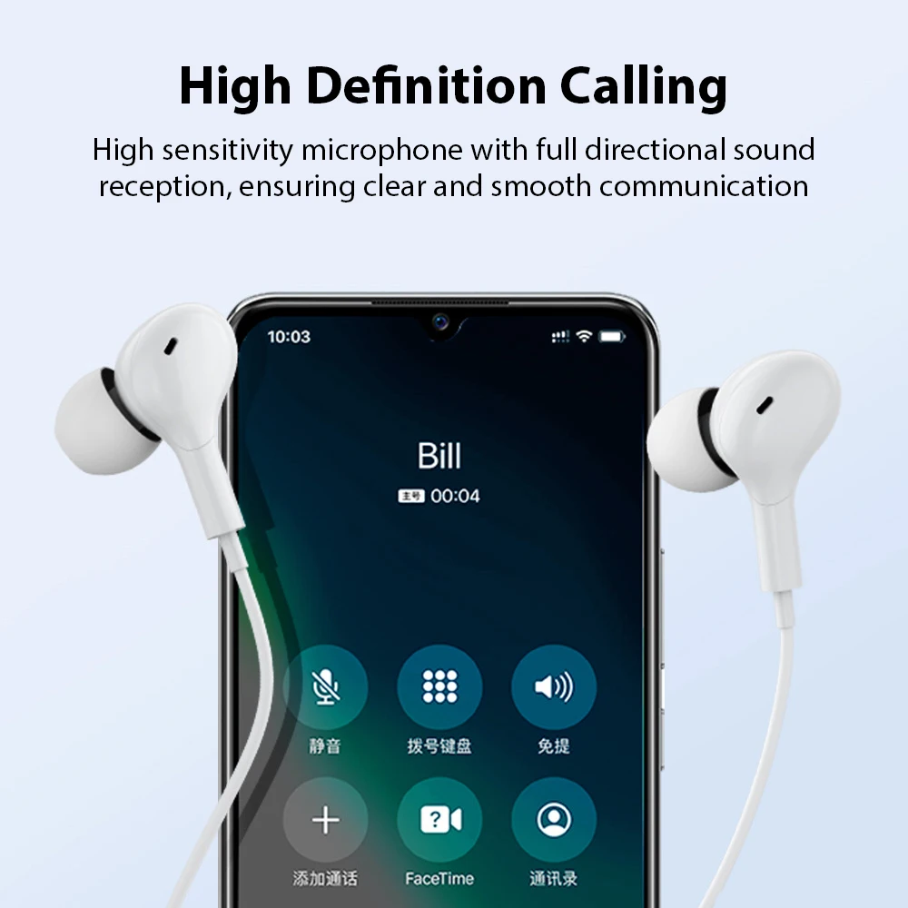 USB نوع C سماعات أذن سلكية HiFi ستيريو مع ميكروفون ياربود لسامسونج غالاكسي آيفون 17 16 15 Xiaomi هواوي سماعات أذن رياضية