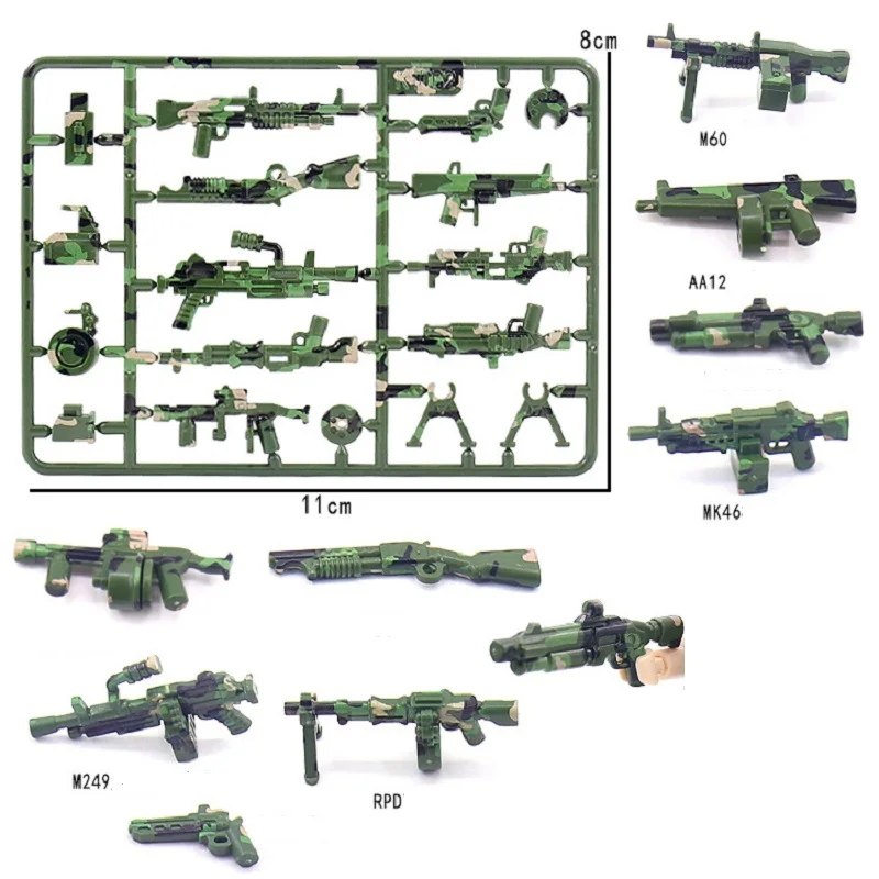 Arme à feu avec blocs d'impression AK47, Playmobil MOC, ville militaire, figurines SWAT, Mini accessoires, briques, blocs de construction, jouets pour enfants