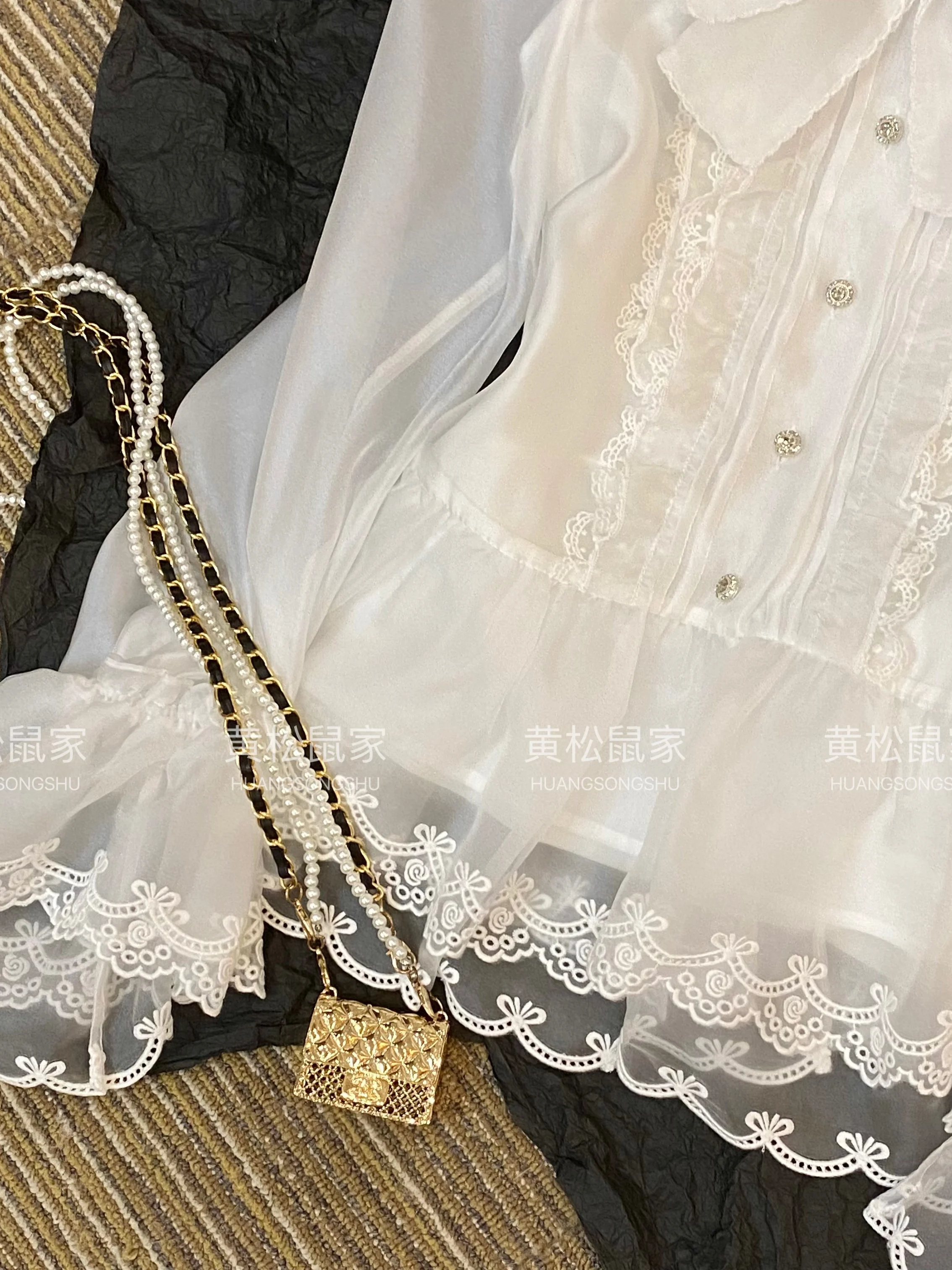 Fashion Elegant Bow Lace Blouse Women 2025 Autumn New Small Fragrant Sweet Lace Loose Shirts Feminine Long Sleeve Trendy Tops