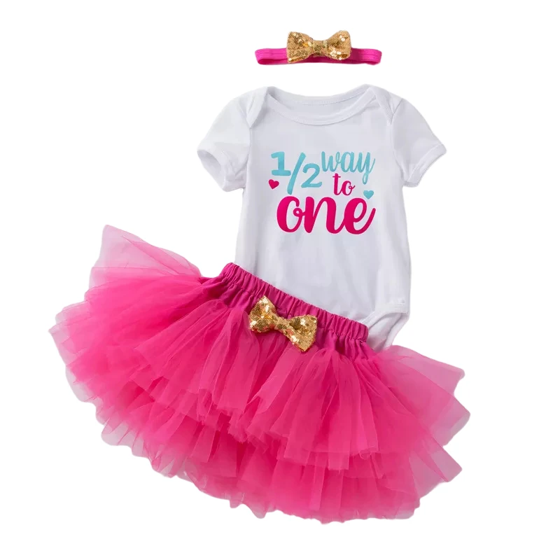 Newborn Toddler Girl Summer Short Sleeve Tutu Party Wedding Birthday Dresses 6 Months Baby Clothes