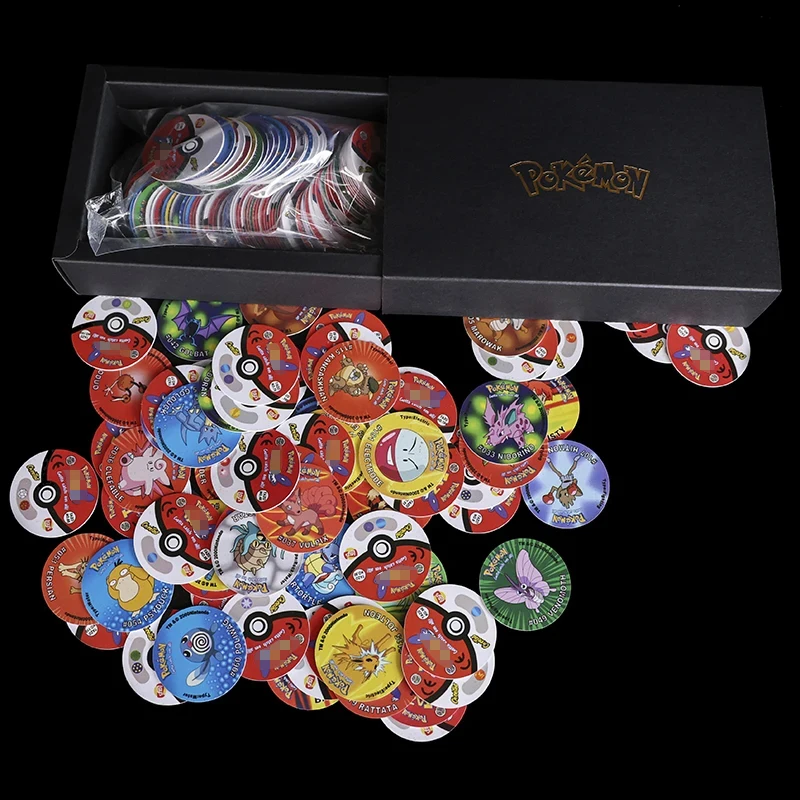 New Lote De Tazos Pokemon 1/2st Generation Full Collection Round Pogs Card Letters Album Pikachu Taps Tasos Childhood Toys Gifts