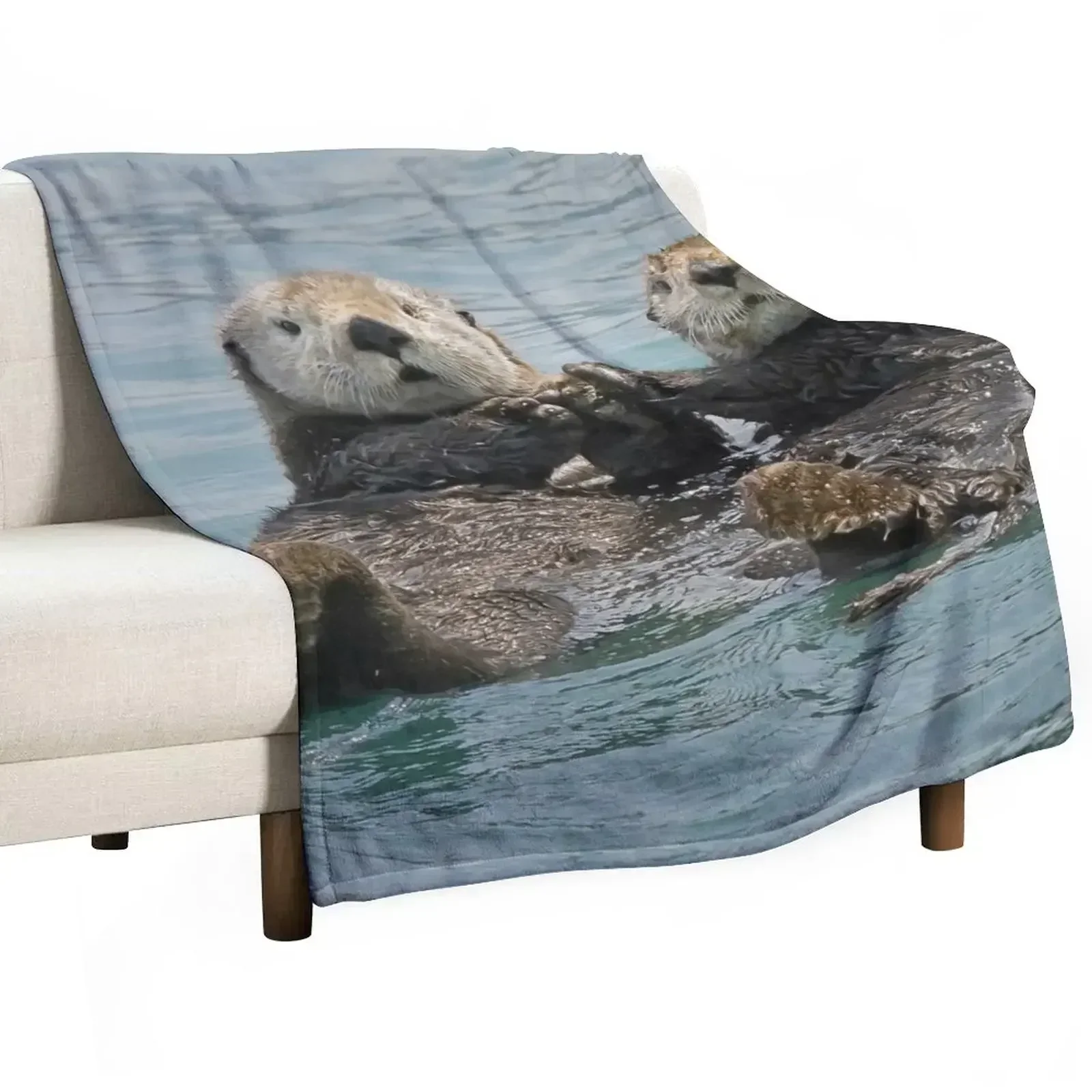 

Sea Otters Throw Blanket Beach Sleeping Bag Sofa Quilt Weighted Blankets