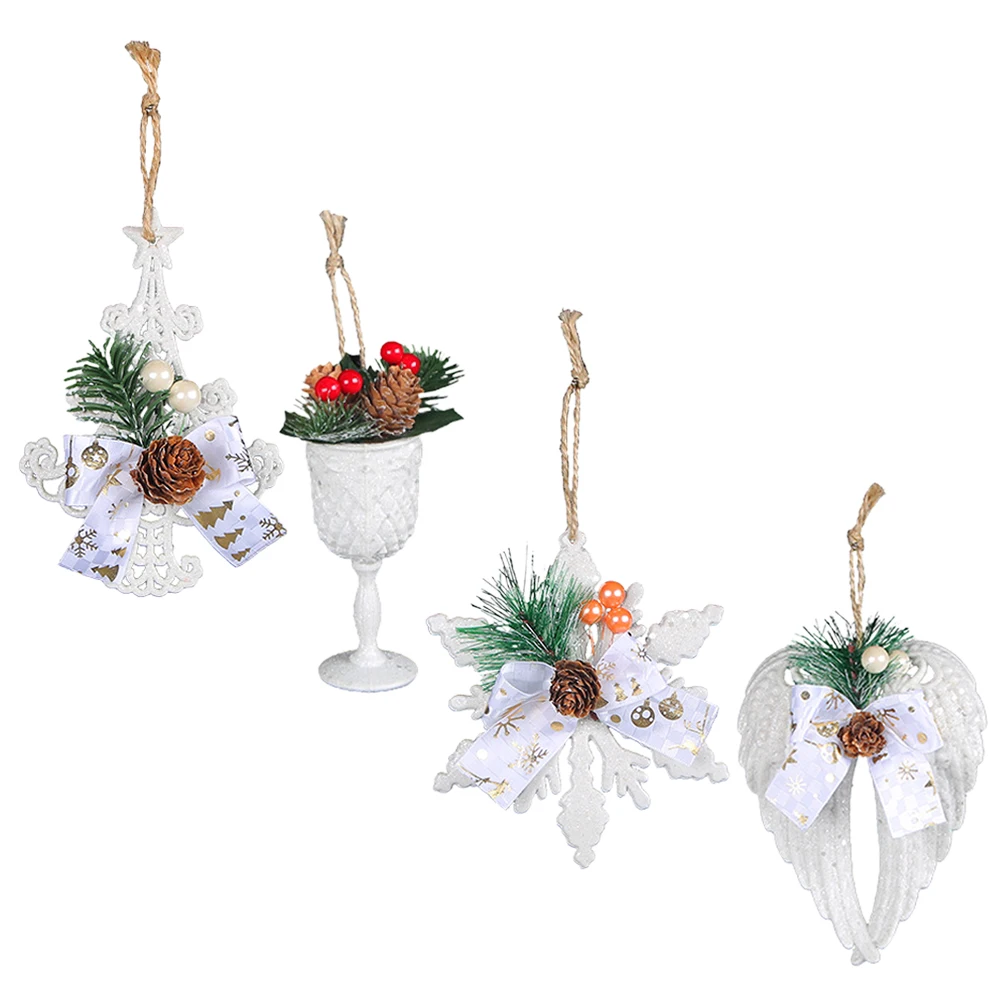

4 Pcs Christmas Tree Pendant Home Decor Holiday Ornaments for Decorations Pine Cone Natural Plastic Hanging Man