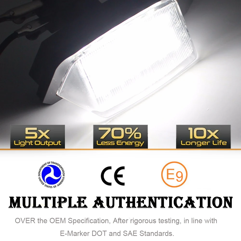 2x LED Tail License Number Plate Lights For Mitsubishi Outlander Eclipse MK3 MK4 Lancer Galant i-MiEV Like Peugeot 4007 ION