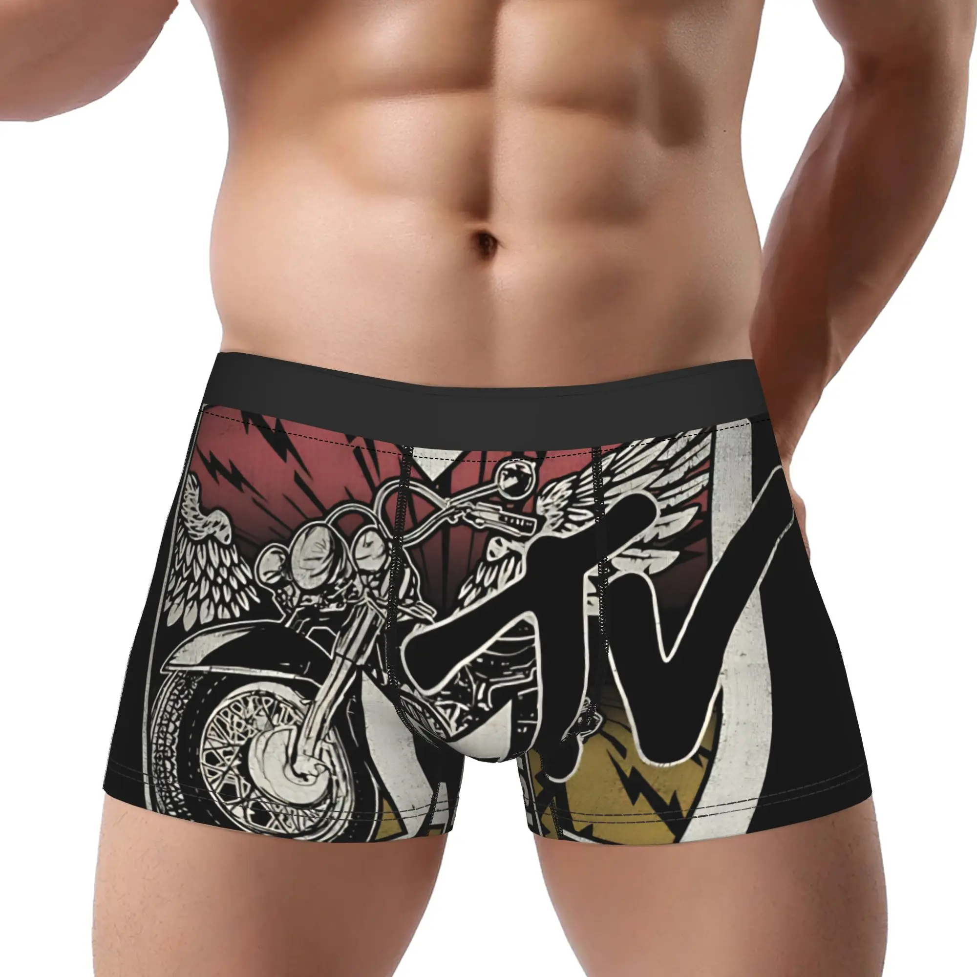 Vintage Hard Rock Motorcycle Ride MTV Underpants Homme Panties Man Underwear Comfortable Shorts Boxer Briefs