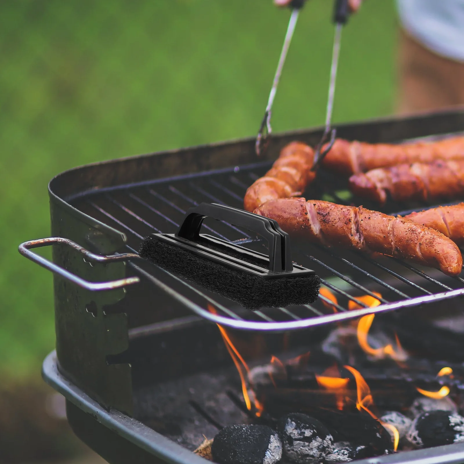 3 Pcs Grill Cleaning Brush Outdoor Bbq Brush Kitchen Tool Stainless Steel Sponge Pad Scrubber Barbecue Accessory Household