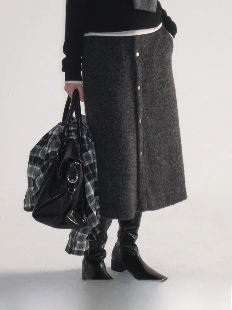 

Теплая прямая юбка миди с высокой талией Planites Cozy Touch Circle Fleece, уютная на ощупь, для повседневной носки, из смесового полиэстера, зимняя юбка