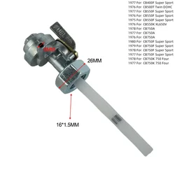 Fuel Tank Switch Valve Petcock Assembly 16x1.5mm For HONDA CB750 CB550 CB400 CB400F CB500T CB550F CB550K CB750F 750 Four CB750A