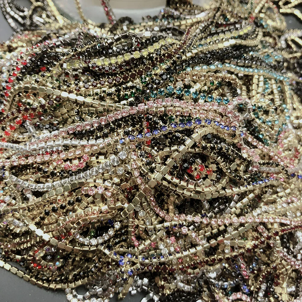 random mix ss6-16 rhinestone cup chain,fancy DIY crystal trimming handmade craft garment banding trim accessories new colors